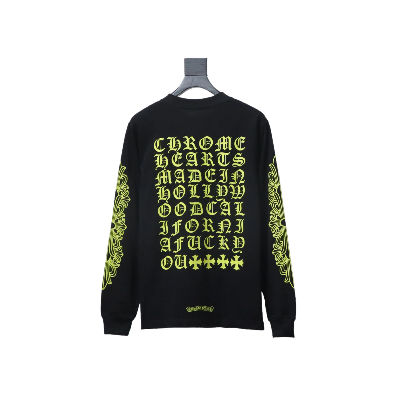 Chrome Hearts Lemon Green Horseshoe Floral Long Sleeve T-Shirt Black