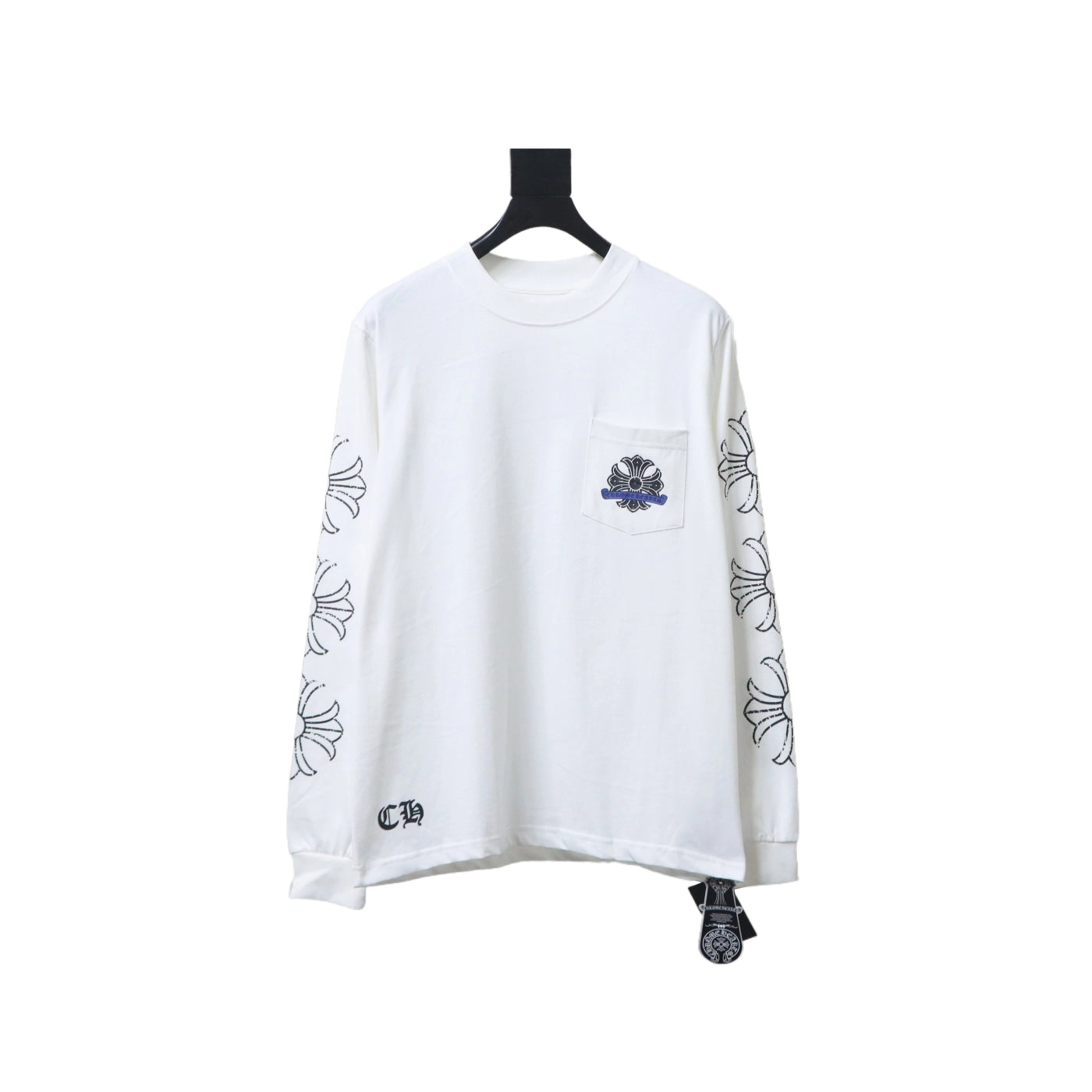 Chrome Hearts Back Damaged Horseshoe Crewneck Long Sleeve T-Shirt White