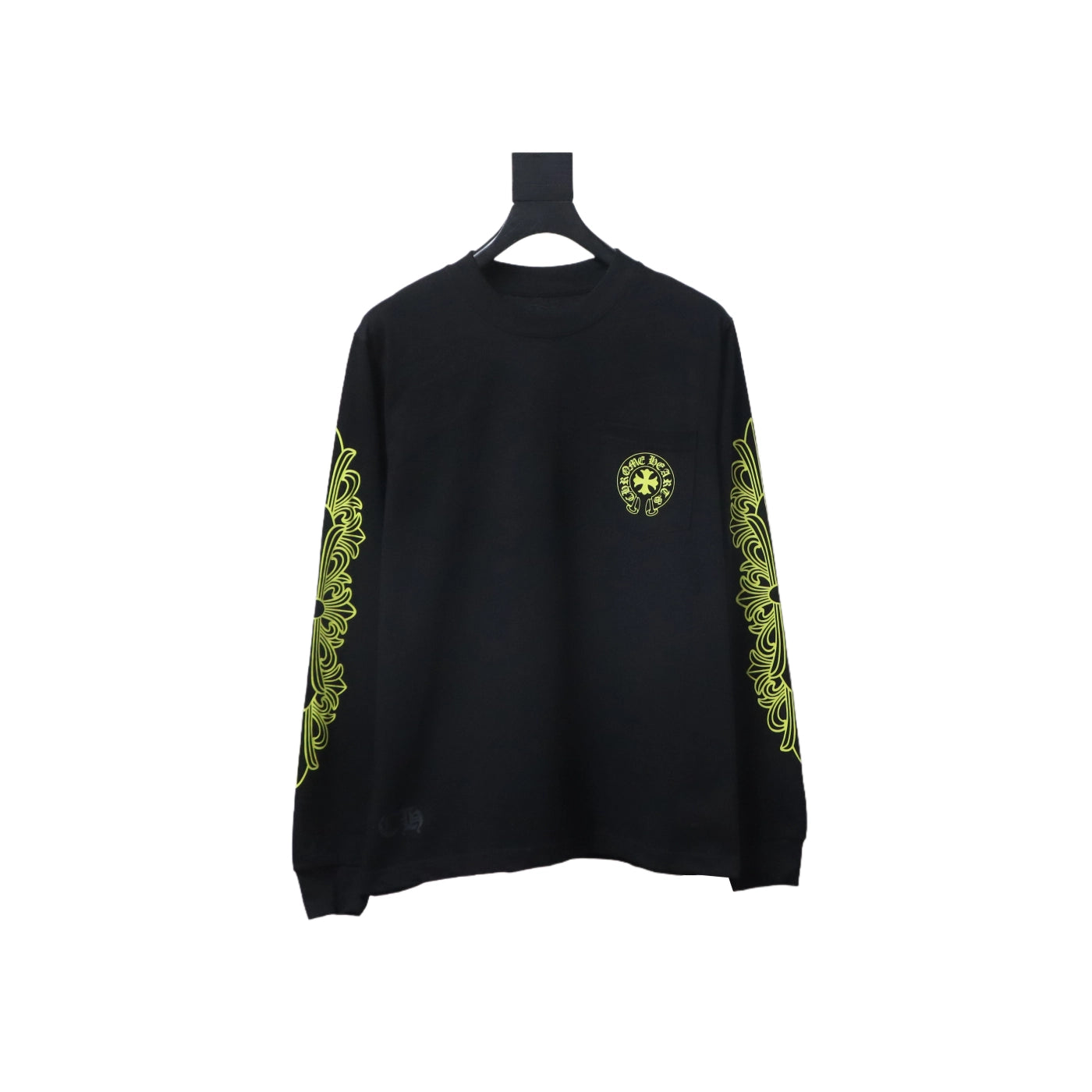 Chrome Hearts Lemon Green Horseshoe Floral Long Sleeve T-Shirt Black