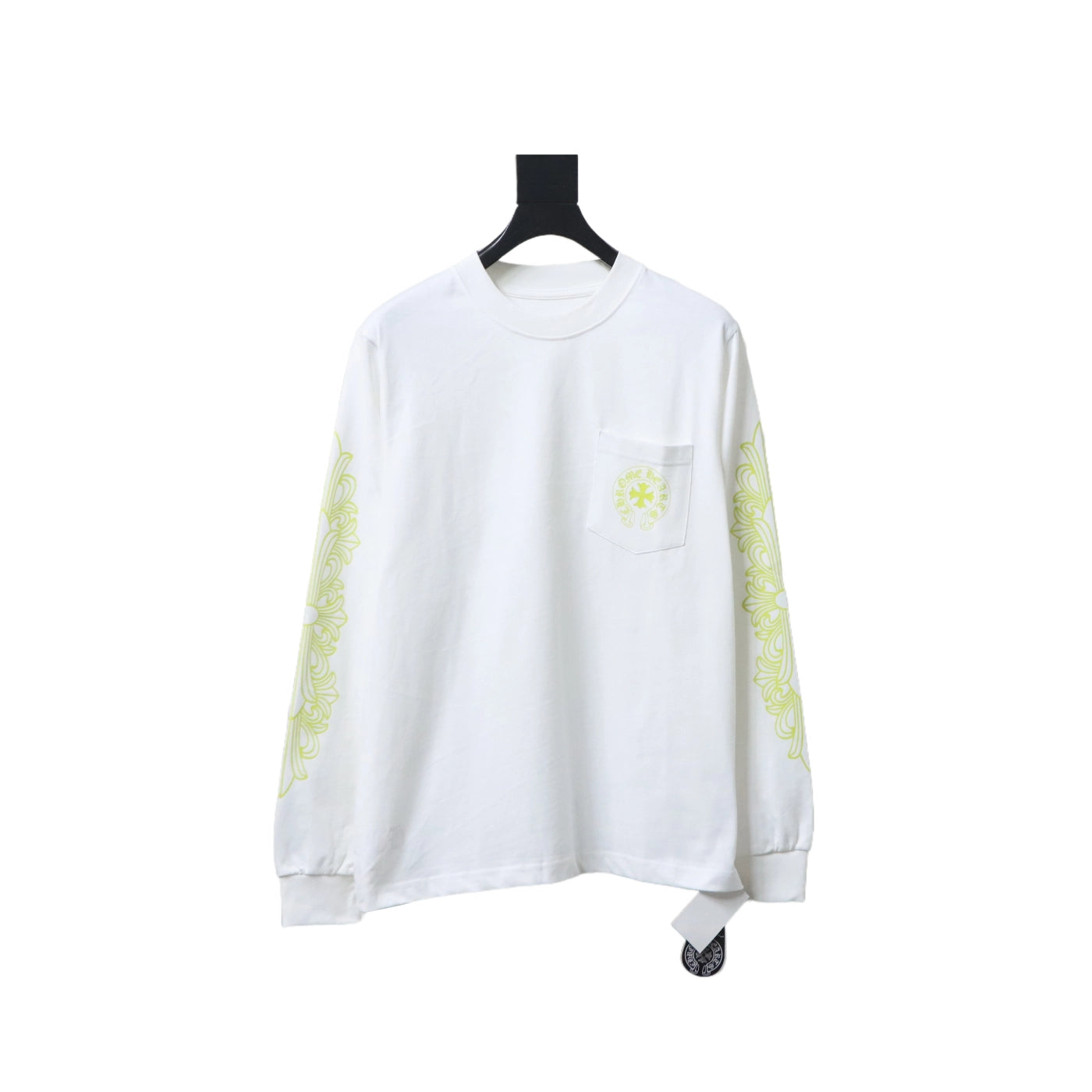 Chrome Hearts Lemon Green Horseshoe Floral Long Sleeve T-Shirt White